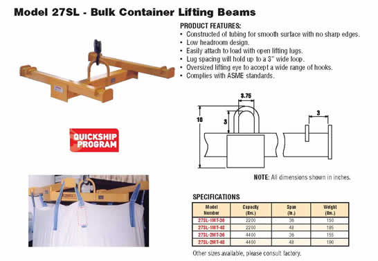 Caldwell Model 27SL Bulk Container Lifting Beam