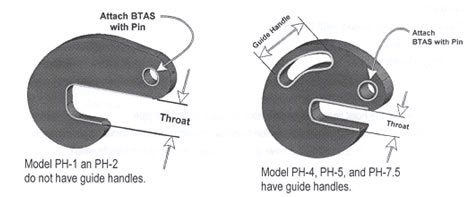 Caldwell PH Pipe Hook Models | PH-1 and PH-2 do not have Guide Handles | PH-4, PH-5, PH-7.5 have Guide Handles